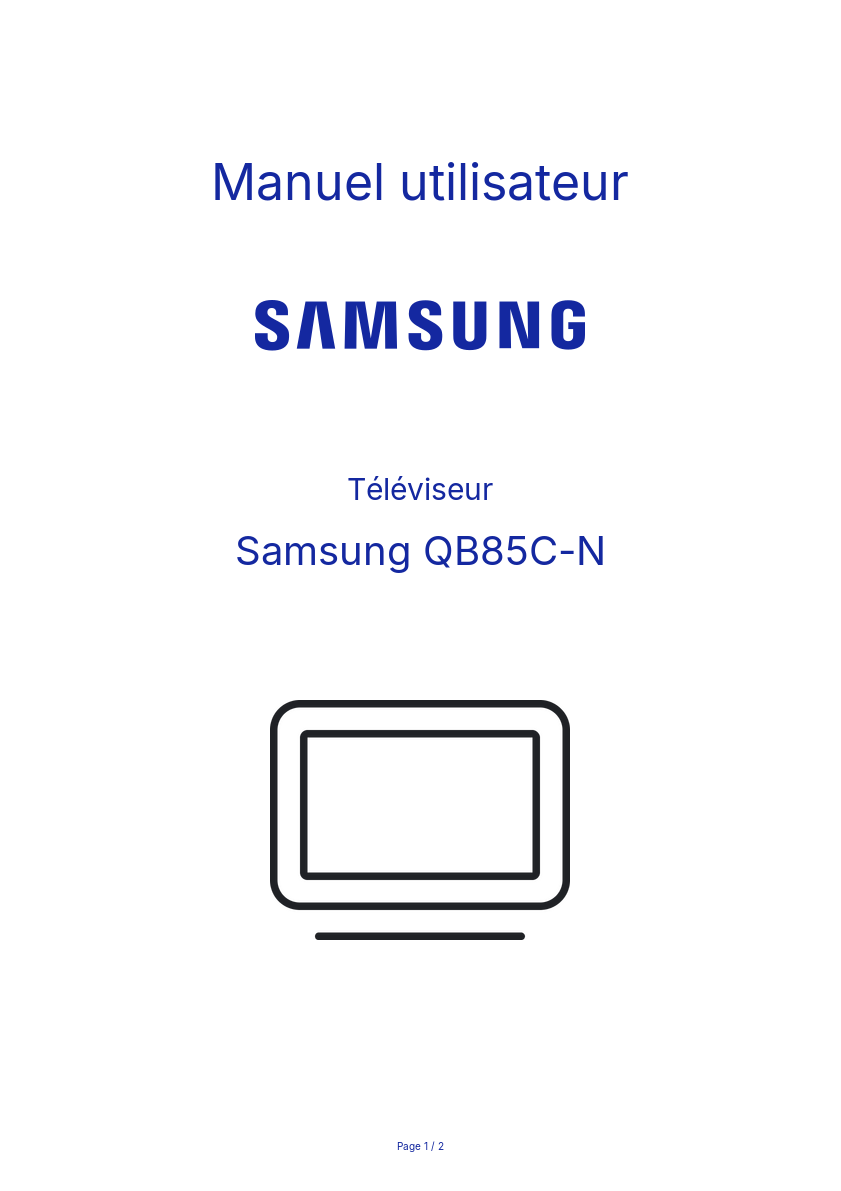 Page n°1 - Manuel utilisateur Samsung QB85C-N