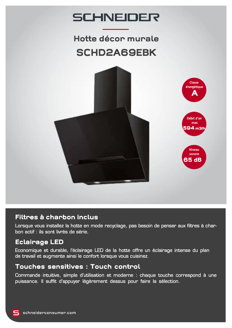 Page 1 de la notice Manuel utilisateur Schneider SCHD2A69EBK