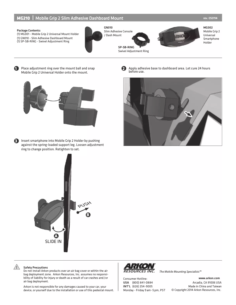 Page 1 de la notice Manuel utilisateur Arkon MG210
