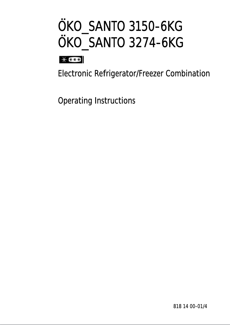 Page 1 de la notice Manuel utilisateur AEG SANTO3150-6KG