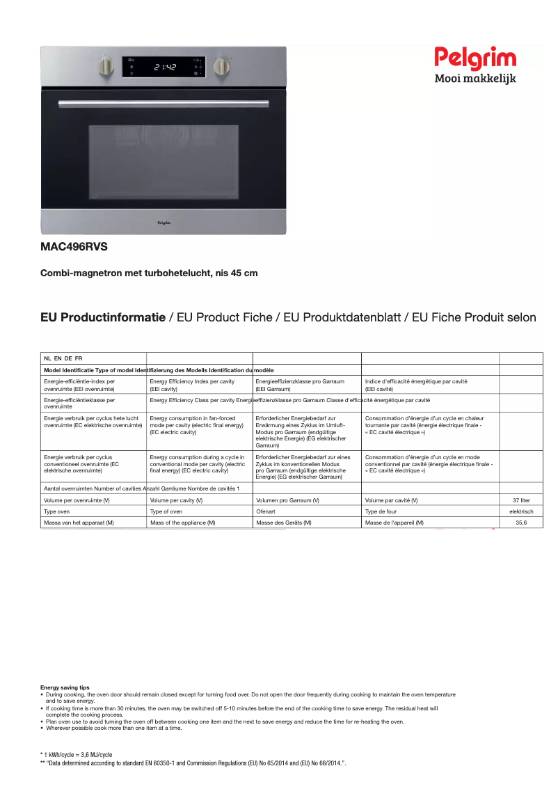 Image de la première page du manuel de l'appareil MAC496RVS