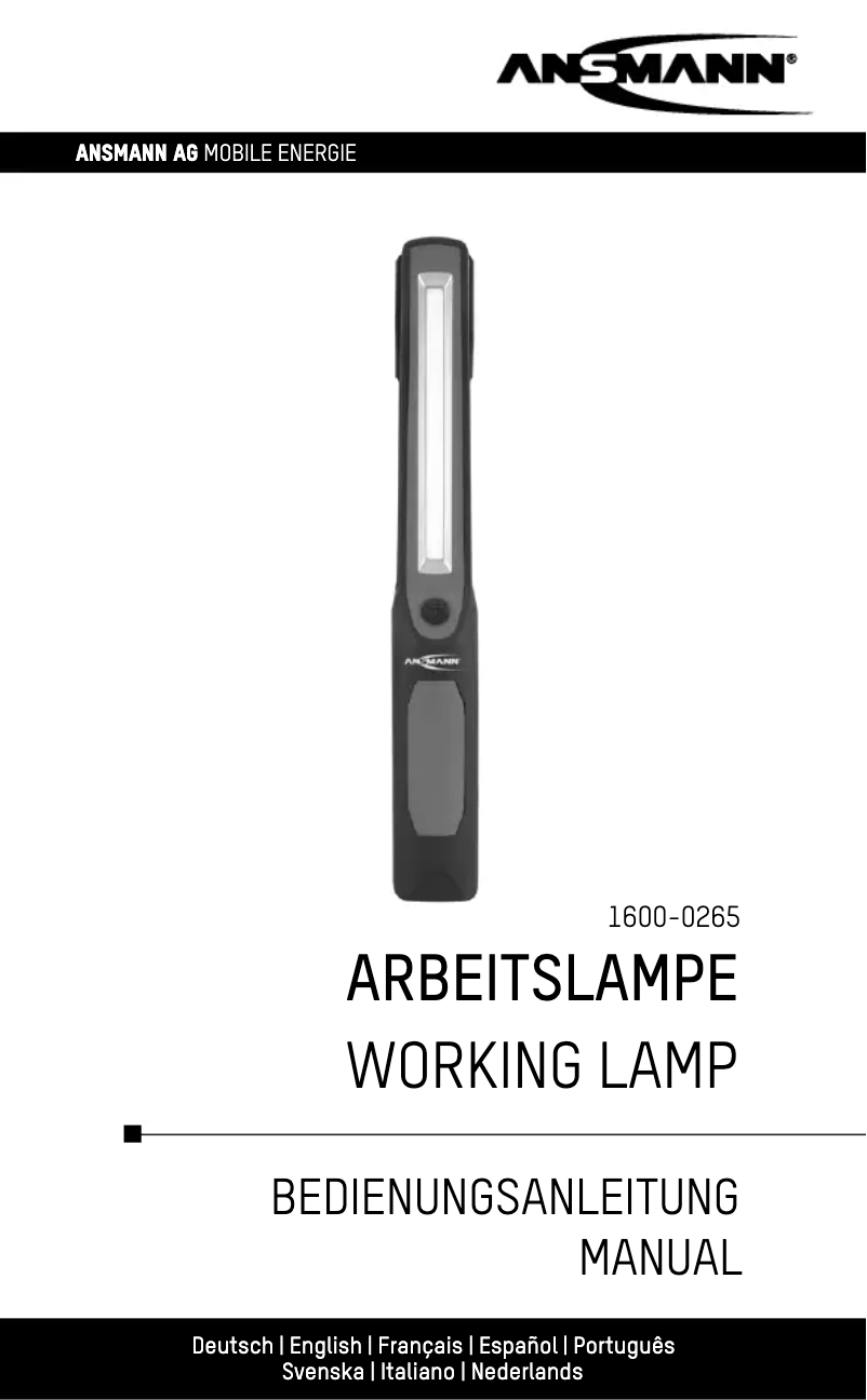 Page 1 de la notice Manuel utilisateur Ansmann WL250B
