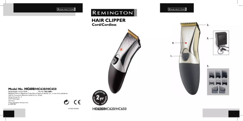 Page n°1 - Manuel utilisateur Remington HC650