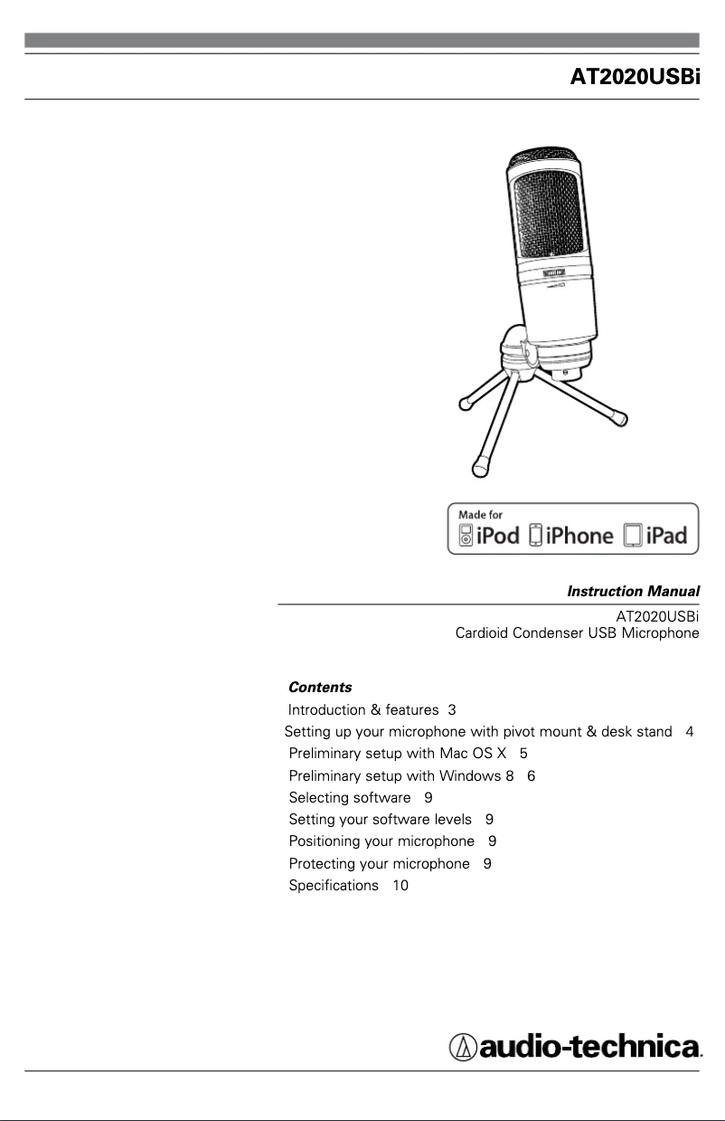 Página 1 del manual Manual de usuario Audio-Technica AT2020USBi