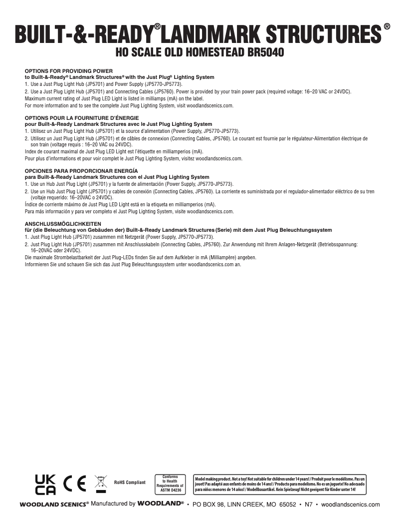 Page n°1 - Manuel utilisateur Woodland Scenics BR5040