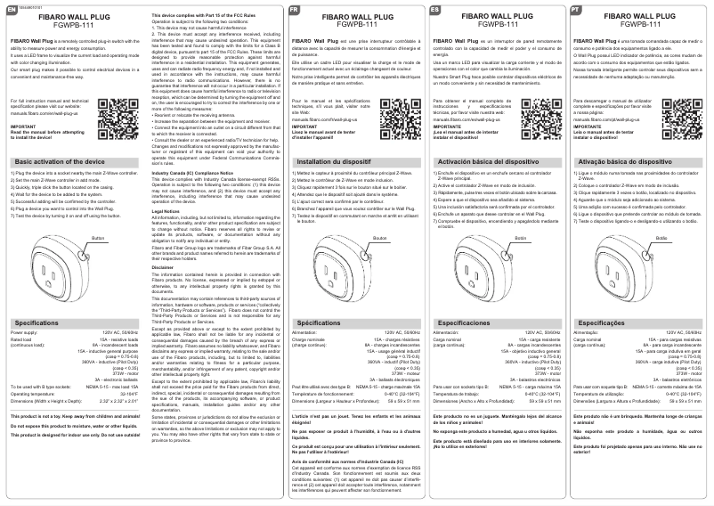 Page 1 de la notice Manuel utilisateur Fibaro FGWPB-111