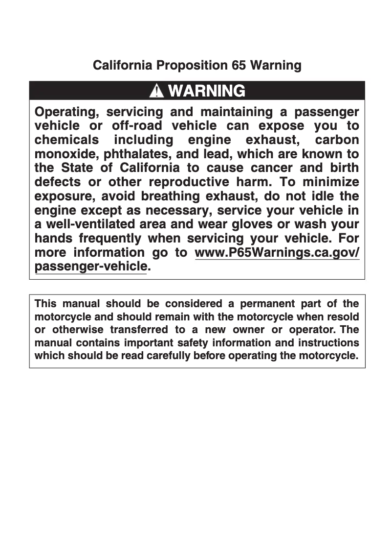 Page 1 de la notice Manuel utilisateur Suzuki RM-Z250 (2019)