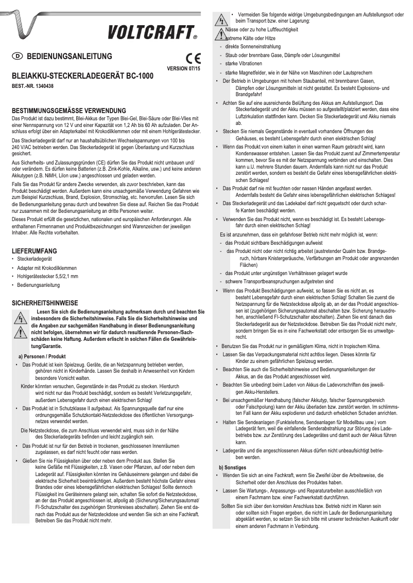 Image de la première page du manuel de l'appareil BC-1000