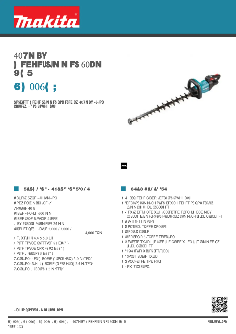 Page 1 de la notice Fiche technique Makita UH006GZ