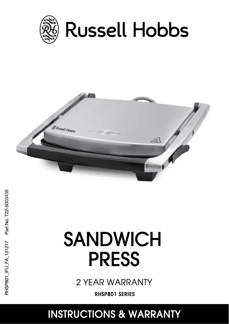 Image de la première page du manuel de l'appareil RHSP80