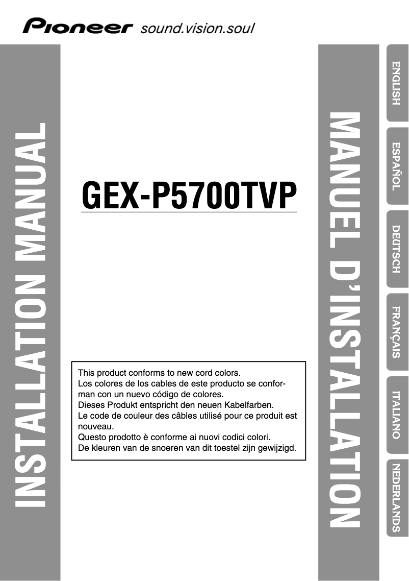 Page 1 de la notice Manuel utilisateur Pioneer GEX-P5700TVP