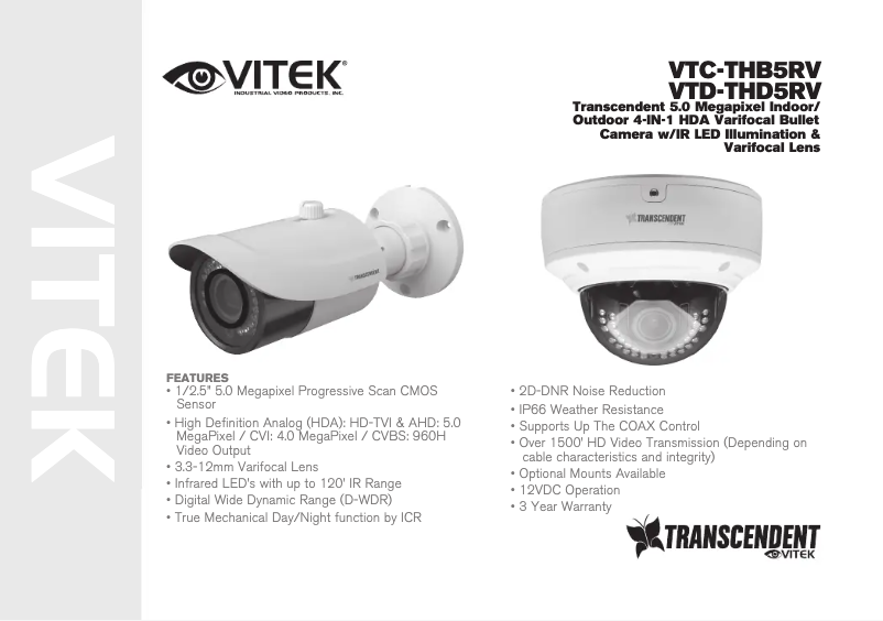 Page 1 de la notice Manuel utilisateur Vitek VTD-THD5RV