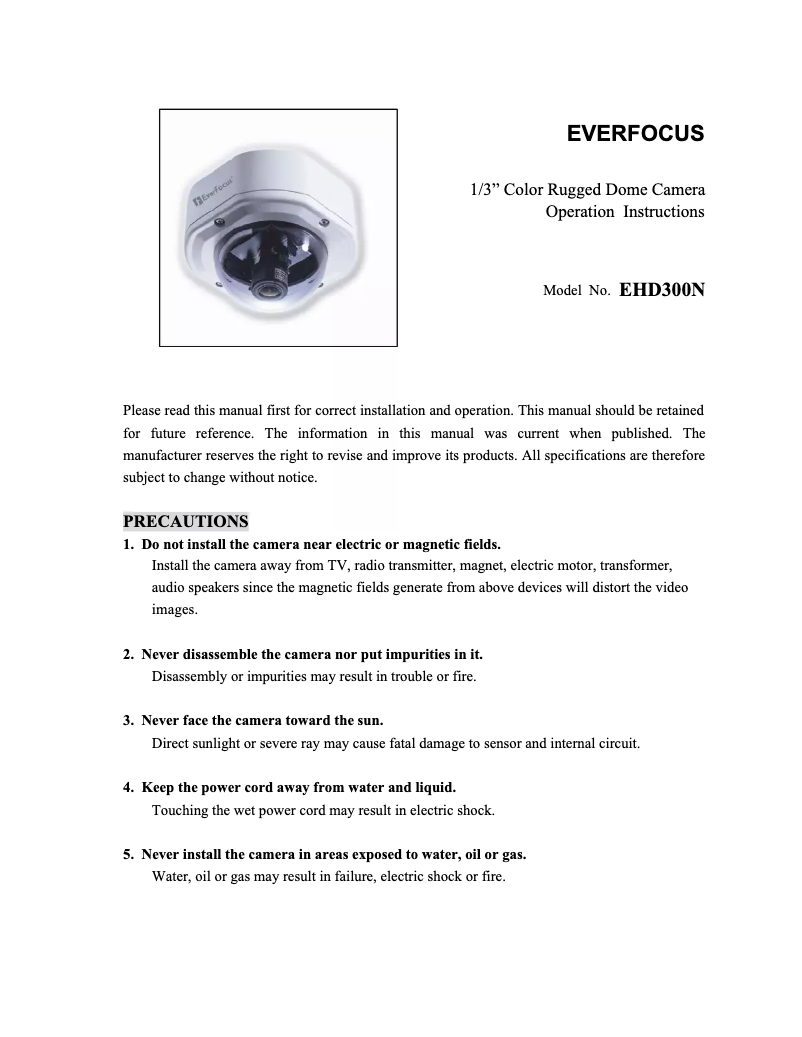 Page 1 de la notice Manuel utilisateur EverFocus EHD300