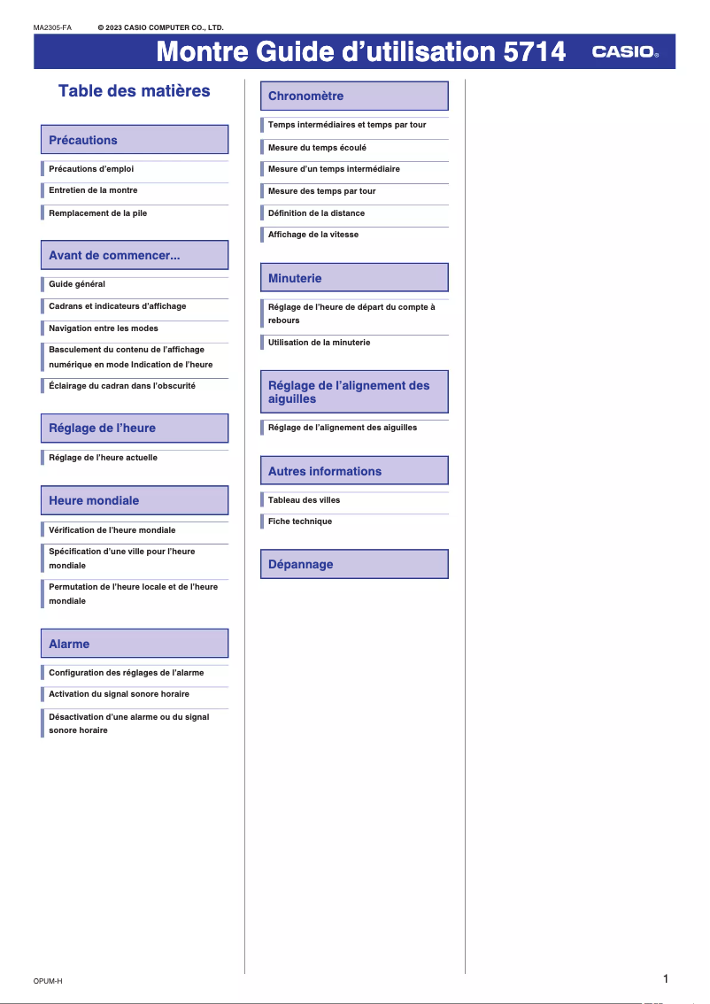 Page n°1 - Manuel utilisateur Casio G-Shock GA-114RX
