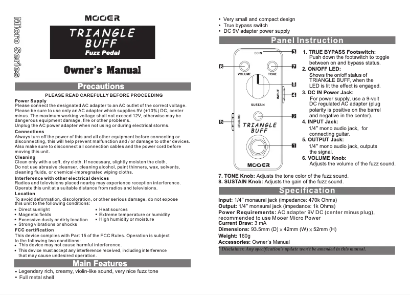 Page n°1 - Manuel utilisateur Mooer Triangle Buff