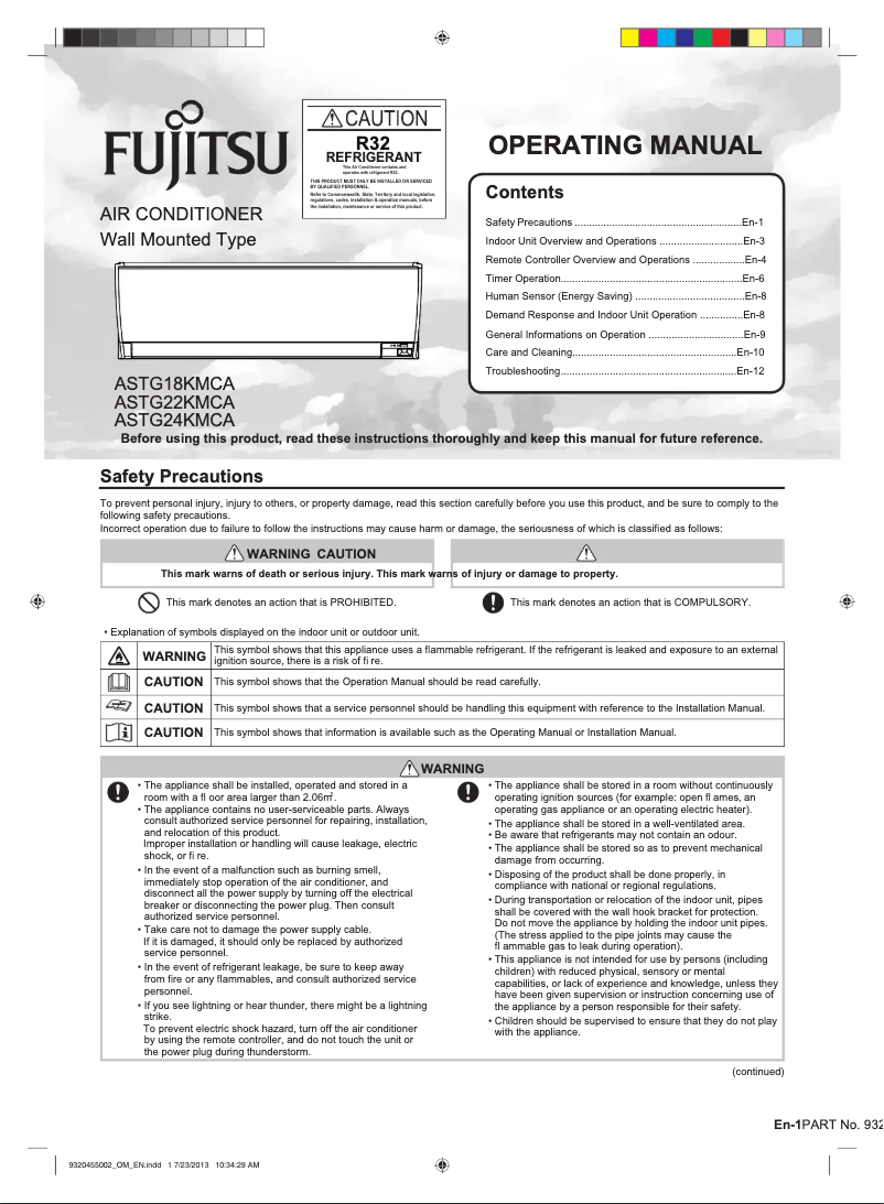 Image de la première page du manuel de l'appareil Lifestyle ASTG22KMCA