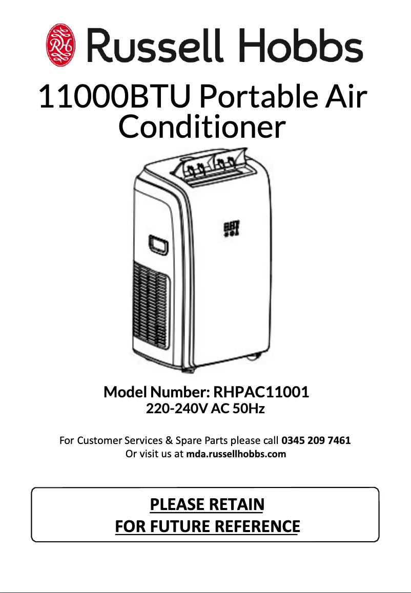 Page 1 de la notice Manuel utilisateur Russell Hobbs RHPAC11001