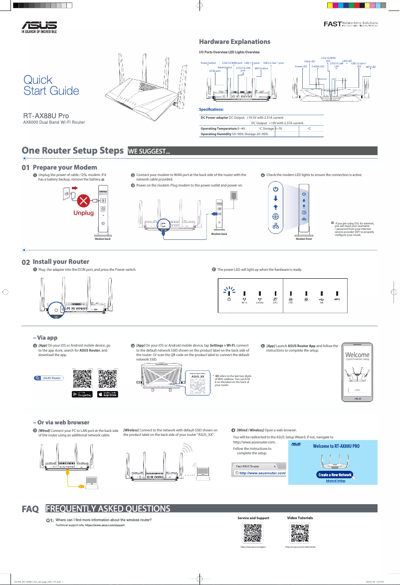Image de la première page du manuel de l'appareil RT-AX88U Pro