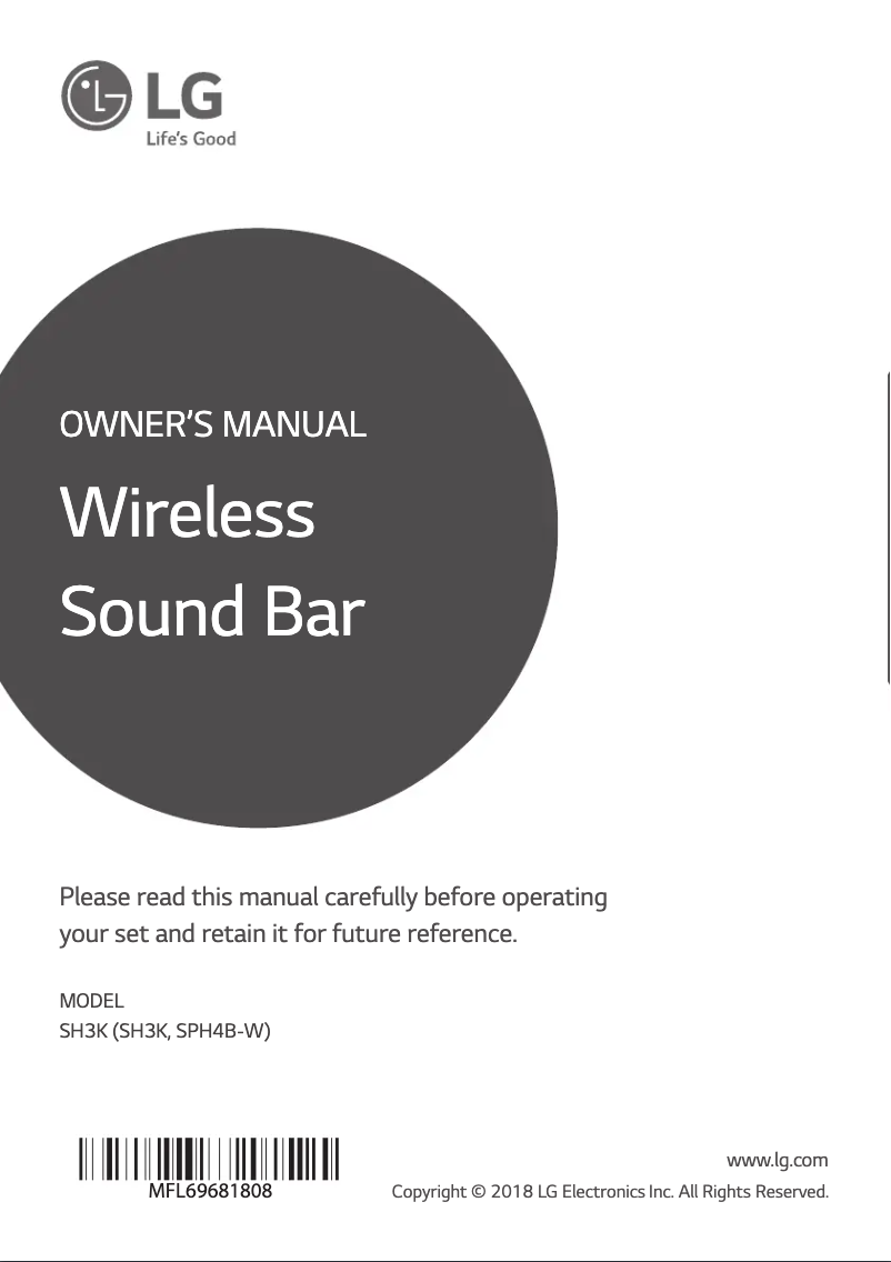 Page 1 de la notice Manuel utilisateur LG SH3K