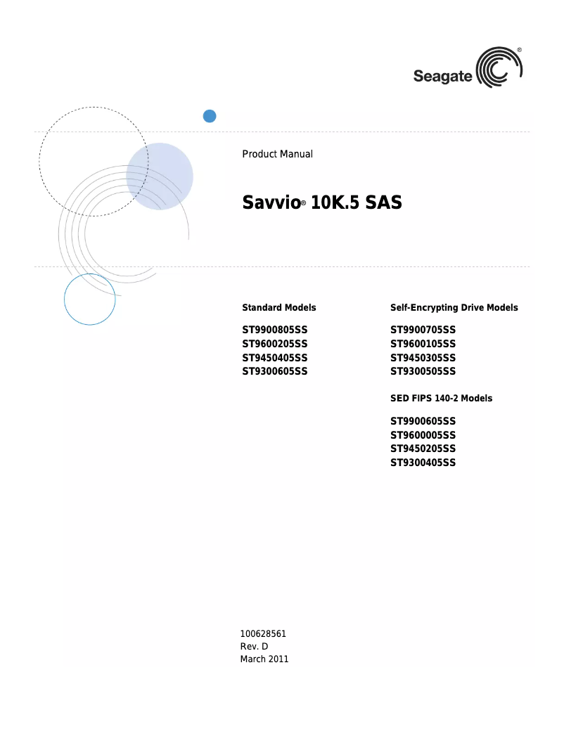 Page 1 de la notice Manuel utilisateur Seagate Savvio 600GB SAS