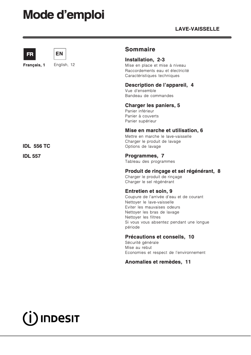 Image de la première page du manuel de l'appareil IDL 557 FR2