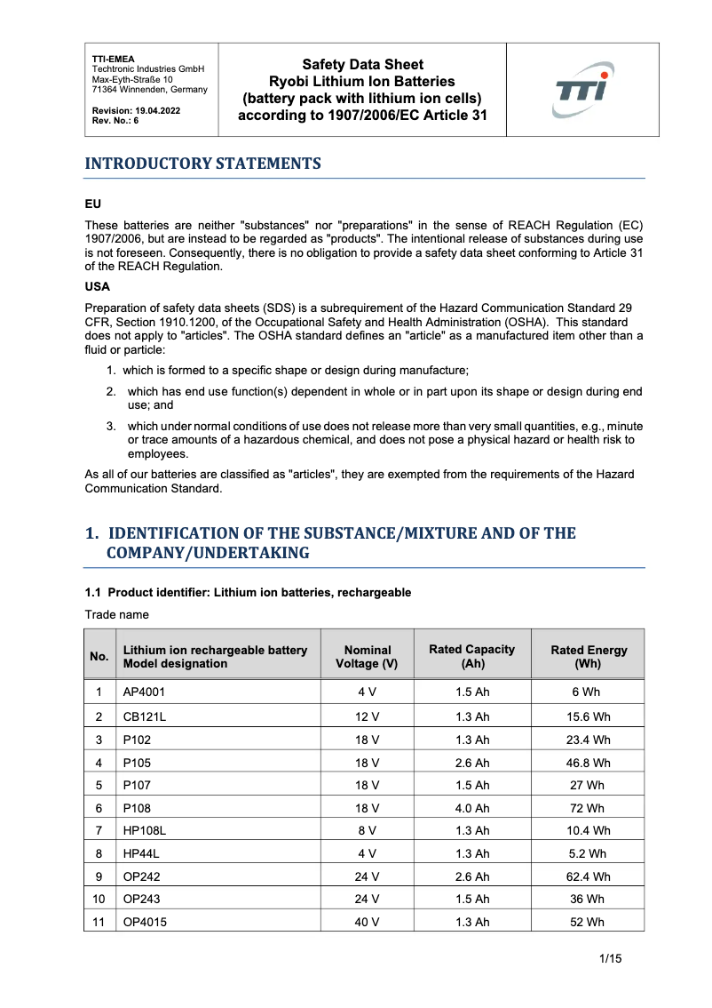 Page 1 de la notice Manuel utilisateur RYOBI One+ RB1820CG