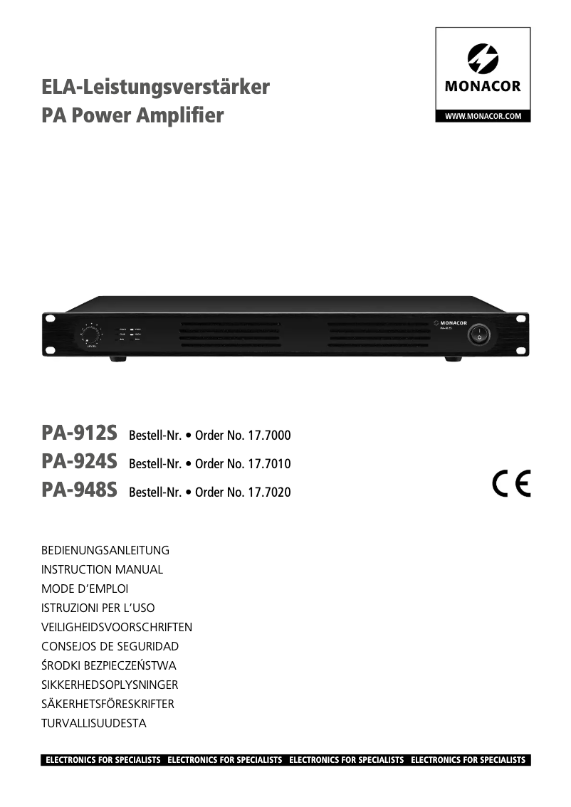 Page 1 de la notice Manuel utilisateur Monacor PA-912S