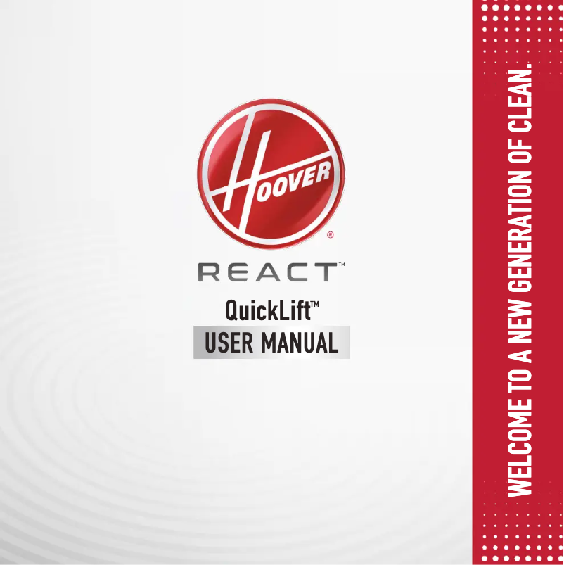 Page 1 de la notice Manuel utilisateur Hoover React QuickLift UH73301