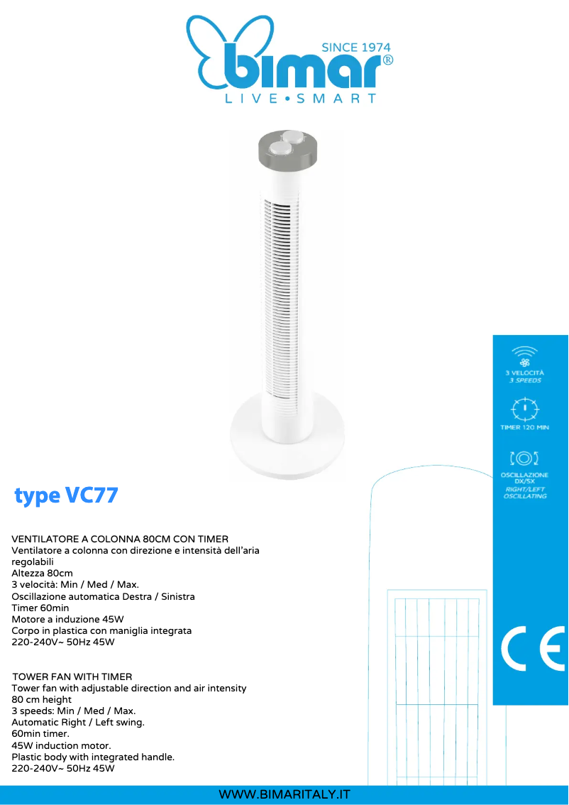 Page n°1 - Fiche technique Bimar VC77