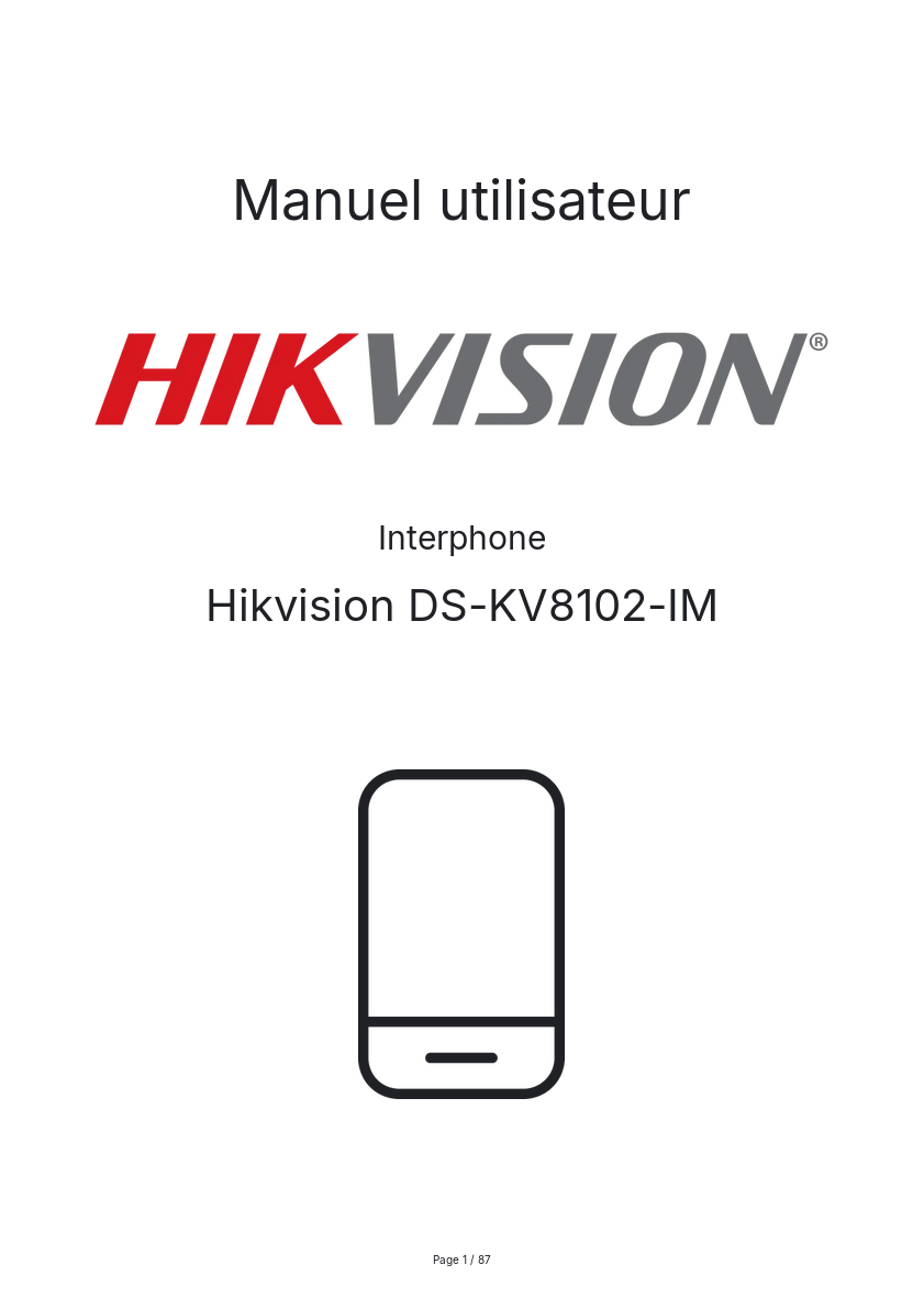 Image de la première page du manuel de l'appareil DS-KV8102-IM