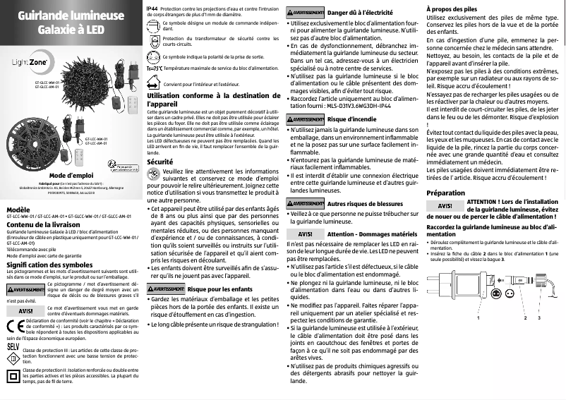 Page 1 de la notice Manuel utilisateur LightZone GT-GLCC-AM-01