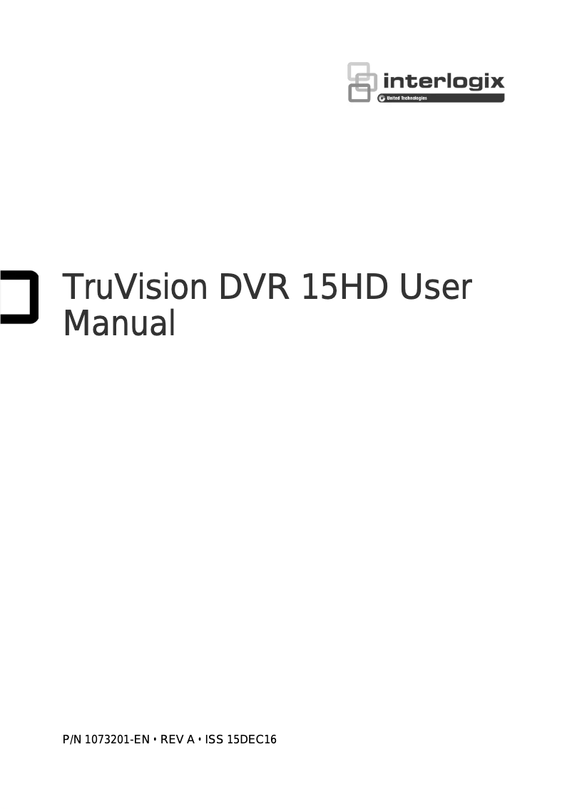 Imagen de la primera página del manual del dispositivo TruVision TVR-1508HD