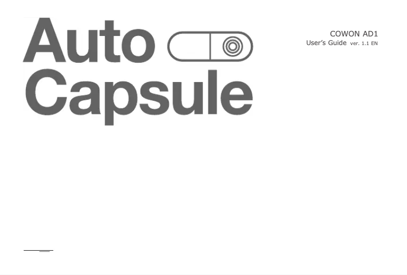 Page n°1 - Manuel utilisateur Cowon AD1 Auto Capsule
