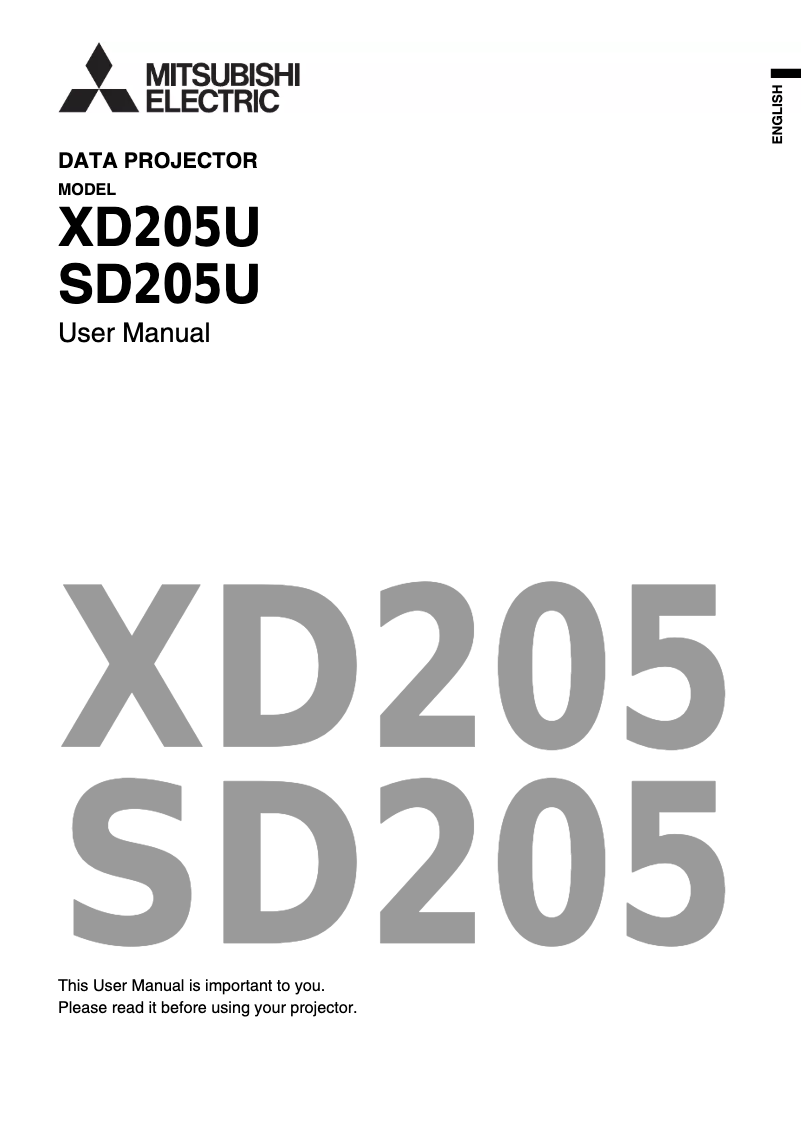 Page 1 de la notice Manuel utilisateur Mitsubishi XD205U