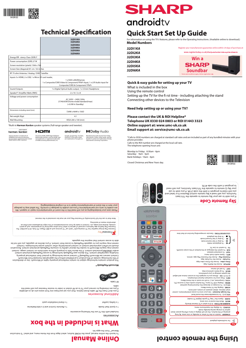 Page 1 de la notice Guide de démarrage rapide Sharp 32DI3KA