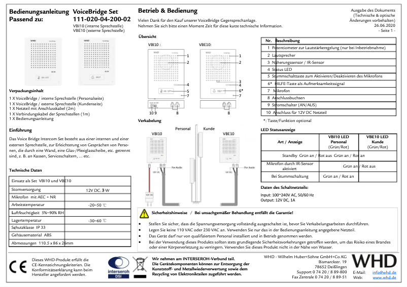 Page 1 de la notice Manuel utilisateur Monacor VoiceBridge