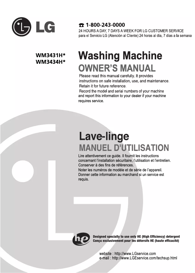Página 1 del manual Manual de usuario LG WM3431HS