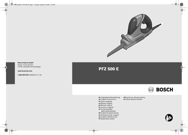 Página 1 del manual Manual de usuario Bosch PFZ 500 E