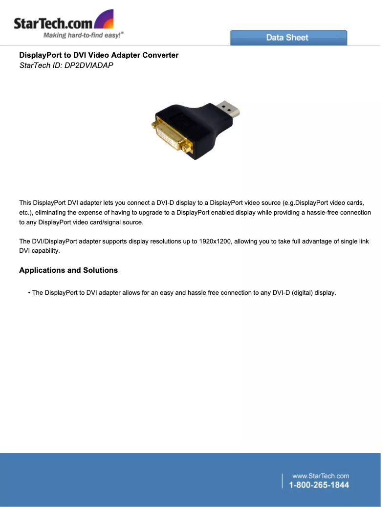 Image de la première page du manuel de l'appareil DP2DVIADAP