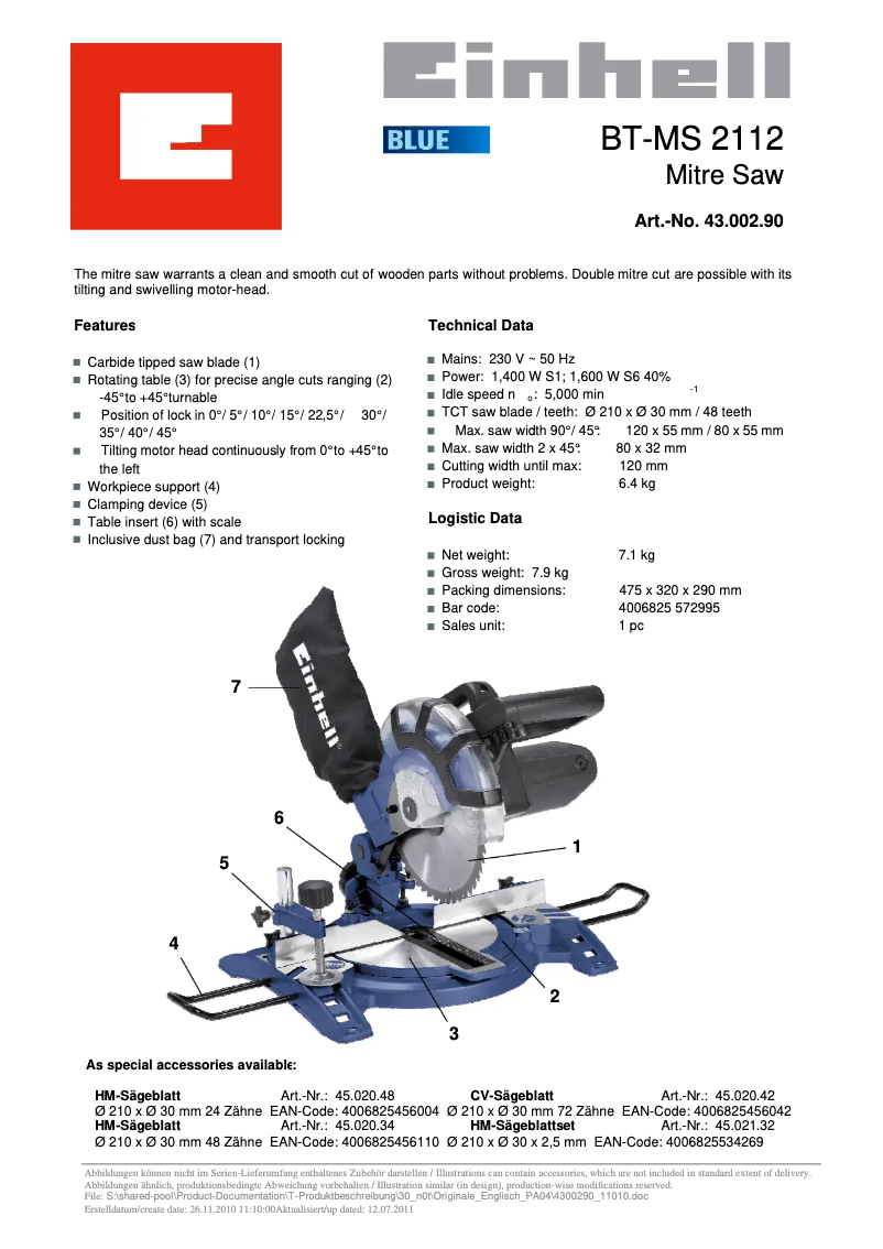 Image de la première page du manuel de l'appareil BT-MS 2112