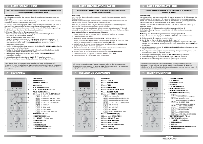 Page 1 de la notice Manuel utilisateur Sharp R898W