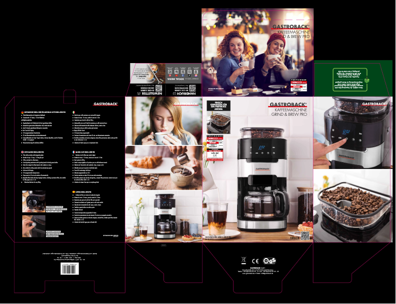 Page 1 de la notice Manuel utilisateur Gastroback Grind & Brew Pro 42711