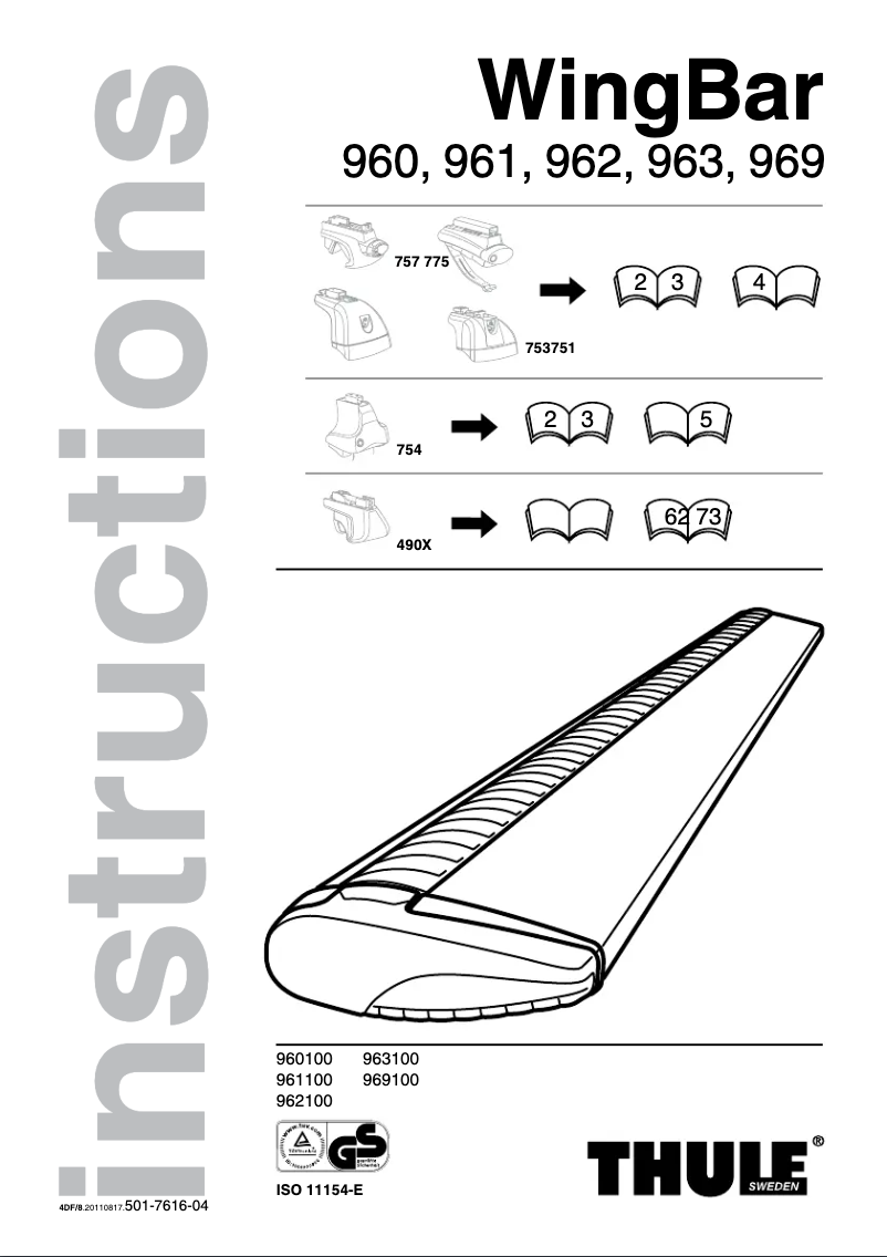 Page n°1 - Manuel utilisateur Thule WingBar 960B