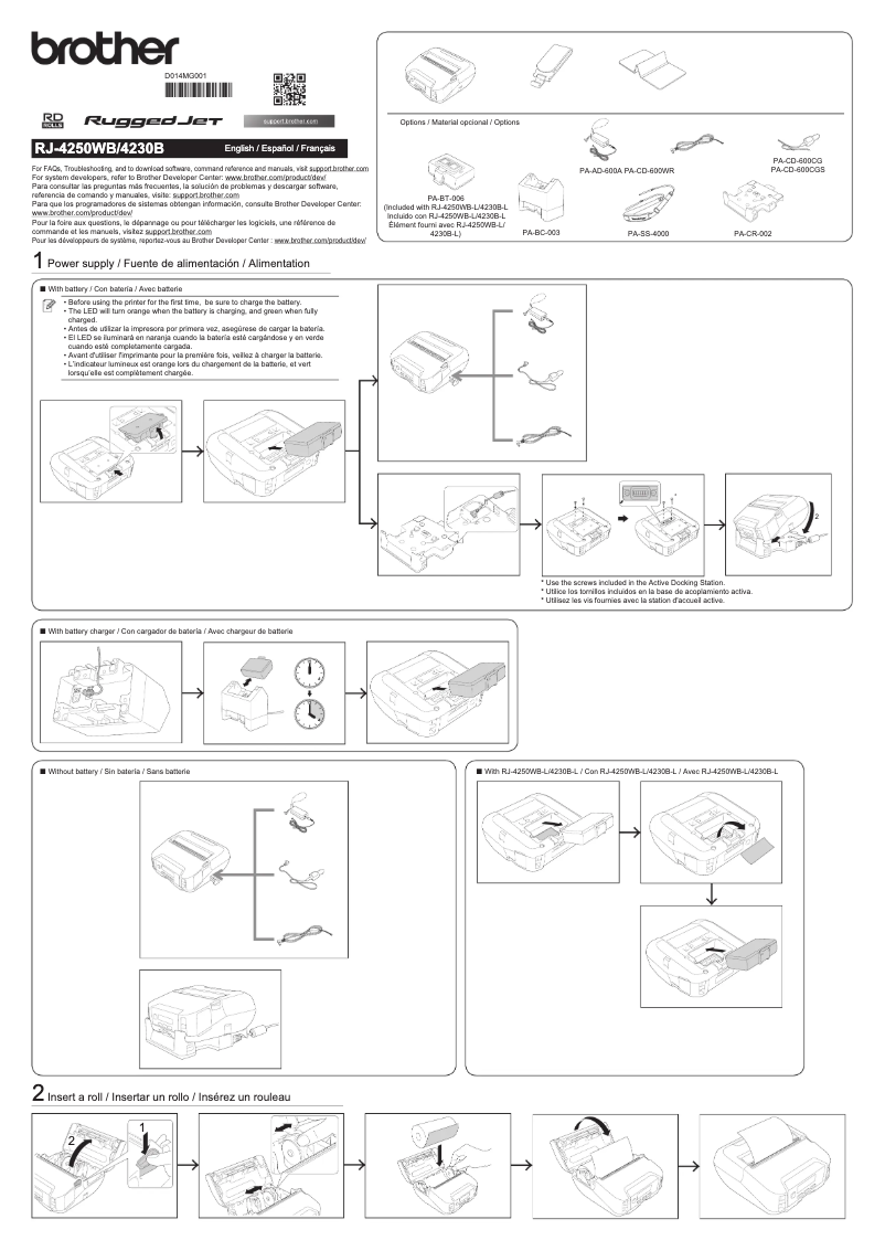 Page 1 de la notice Guide d'installation Brother RJ-4250WB