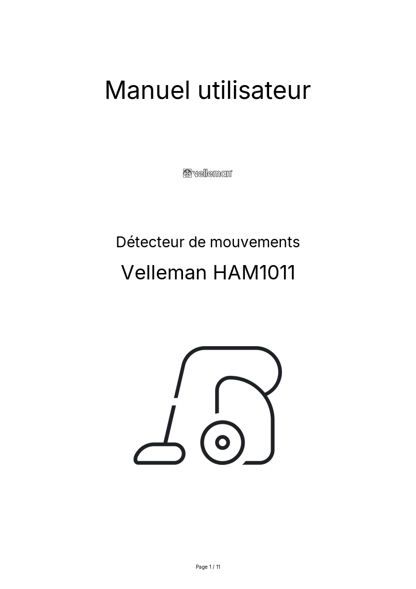 Page n°1 - Manuel utilisateur Velleman HAM1011