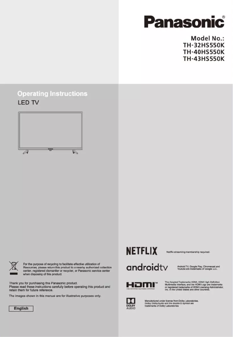 Page 1 de la notice Manuel utilisateur Panasonic TH-32HS550K
