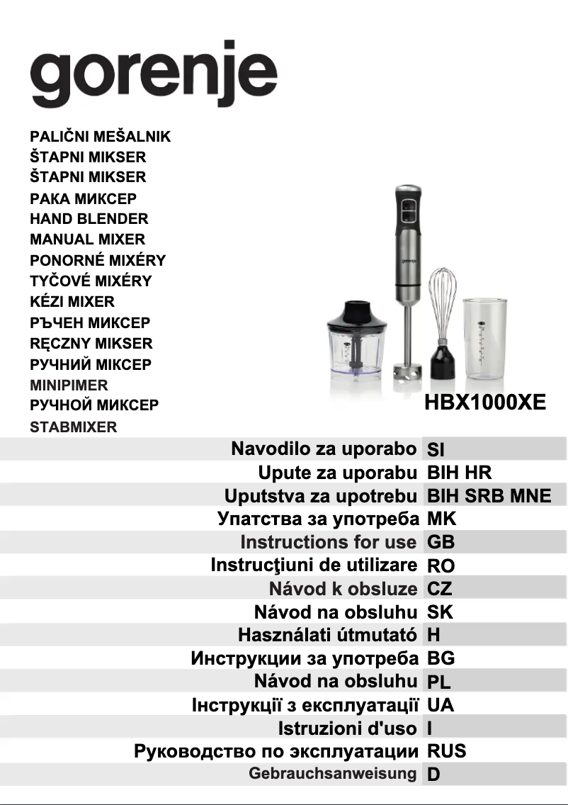 Imagen de la primera página del manual del dispositivo HBX1000XE