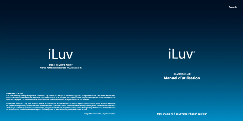 Page 1 de la notice Manuel utilisateur iLuv IMM9500