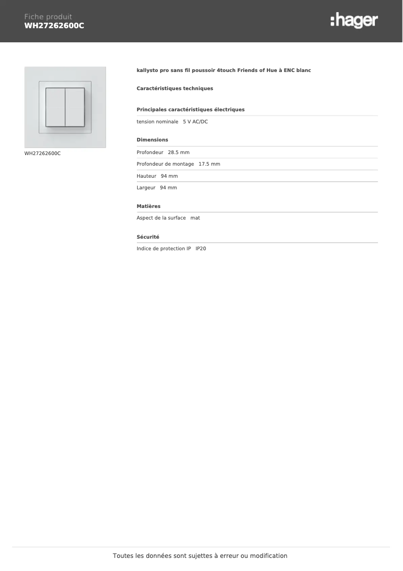 Image de la première page du manuel de l'appareil WH27262600C