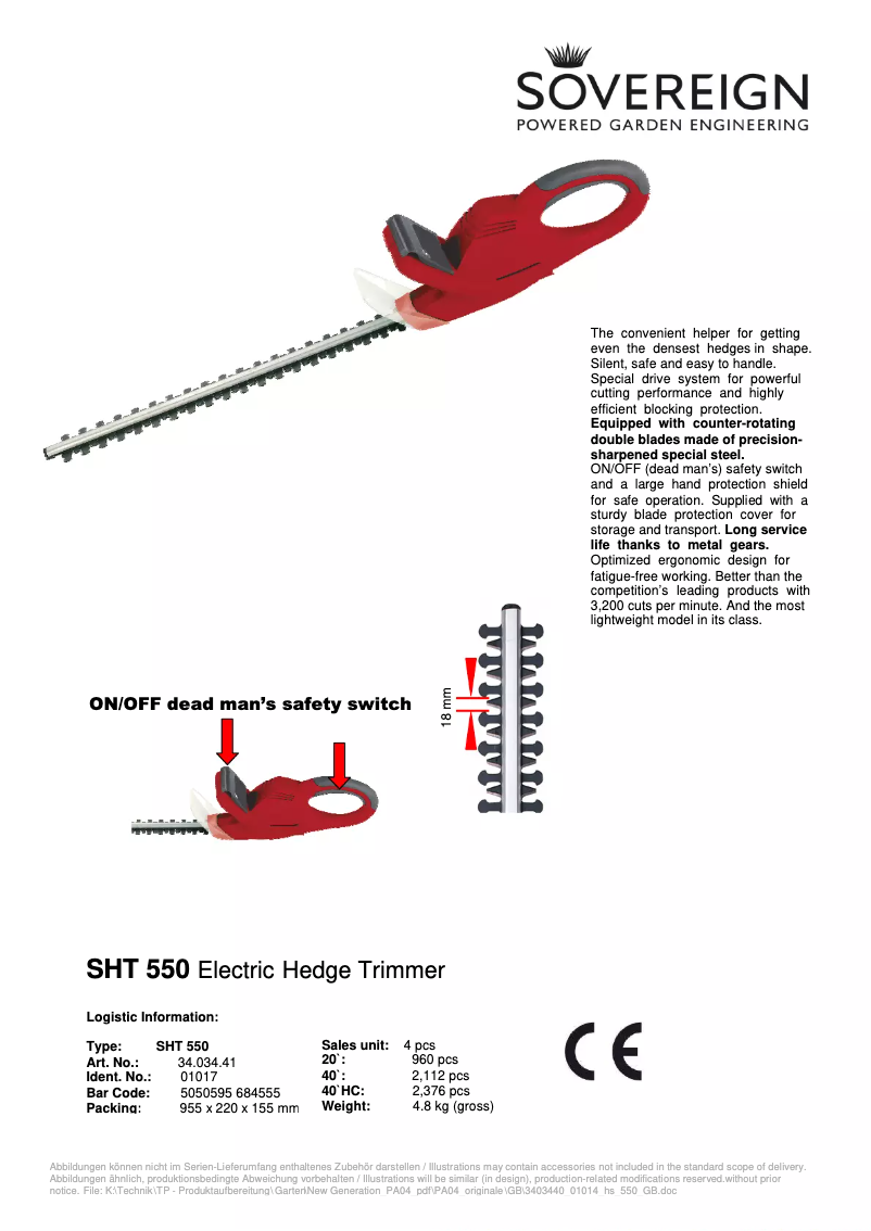 Page 1 de la notice Manuel utilisateur Sovereign SHT 550
